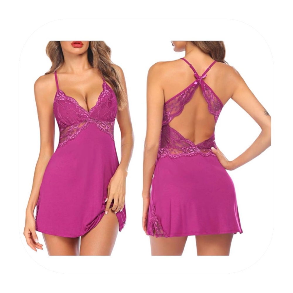 Avidlove M Fuchsia Lace Lingerie Chemise